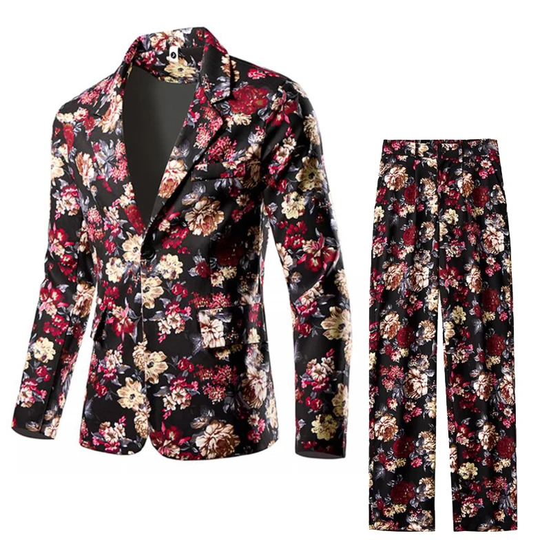 

Elegant Floral Suits Set for Men Blazer+pant 2 Pics Coustime Homme Luxe Nightclub Stage Party Dress Jacket Mens Casual Trousers