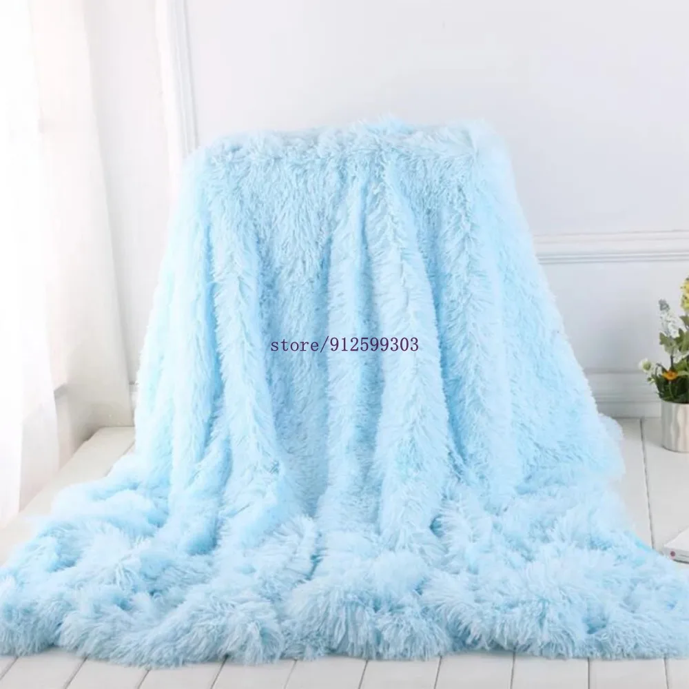 Super Soft Long Coral Fleece Blanket Warm Elegant Cozy Blanket Fluffy Sherpa Sofa Bedding Throw Blanket