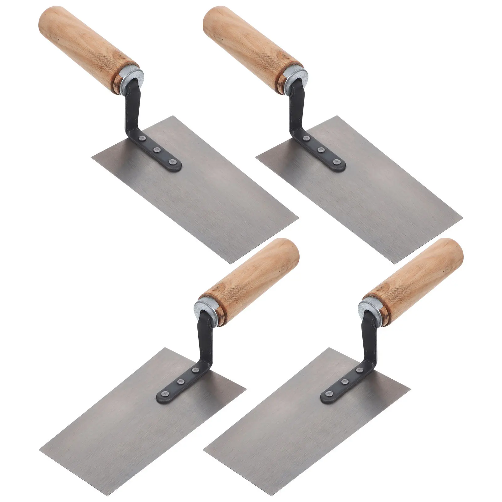 4Pcs Putty Trowel Set Masonry Trowels Wooden Handle Rust Resistant High Performance Stainless Steel Blades Drywall Plastering