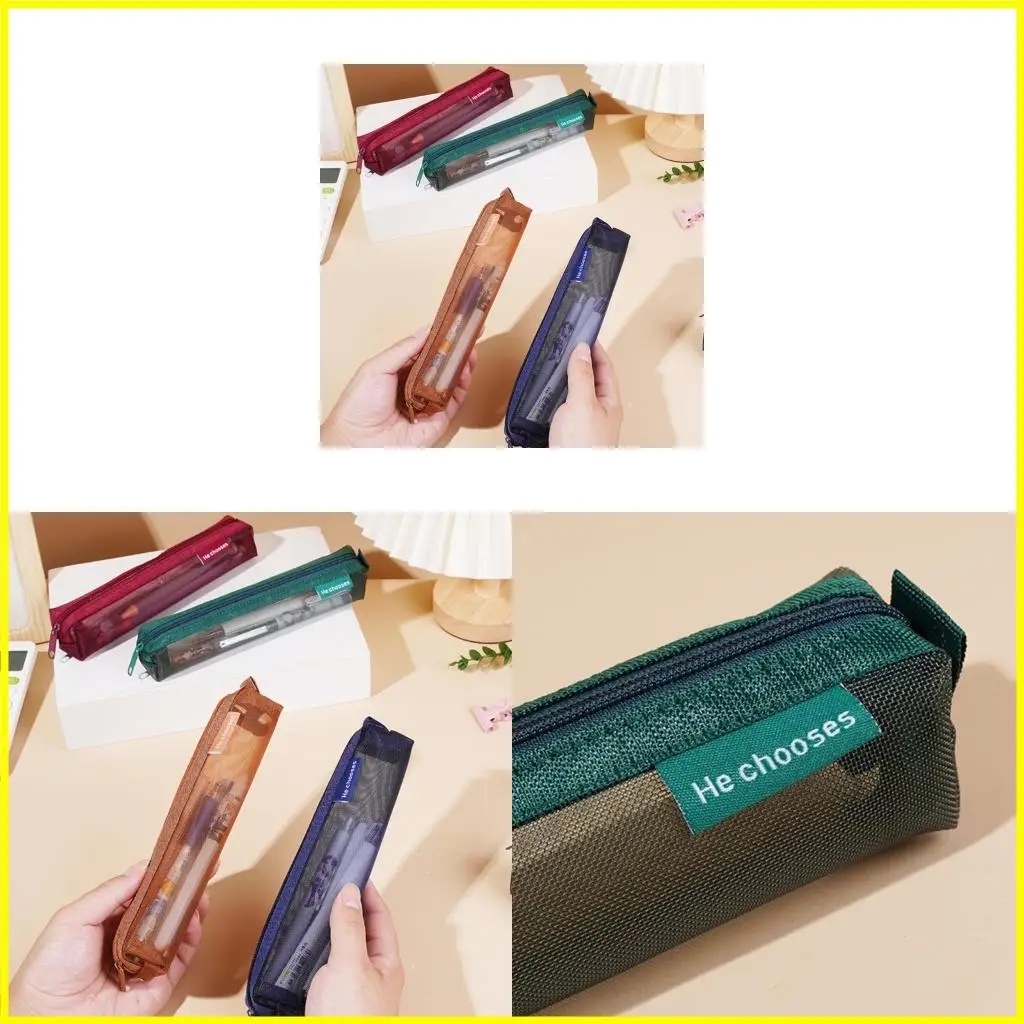 

Clear Mesh Pencil Case See Through Pen Pouches Light Weight Pen Organizers Bag