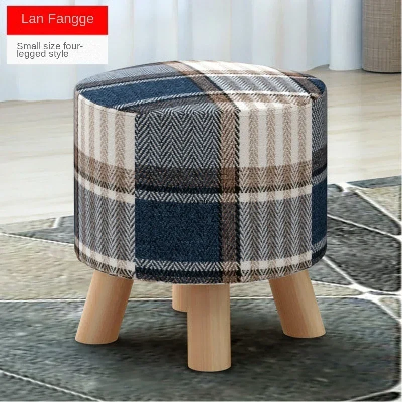 

Simple and Creative Clothing Store Fabric Art Solid Wood Shoes Trial Small Round Short Dwelling Shoes Replacement Stool