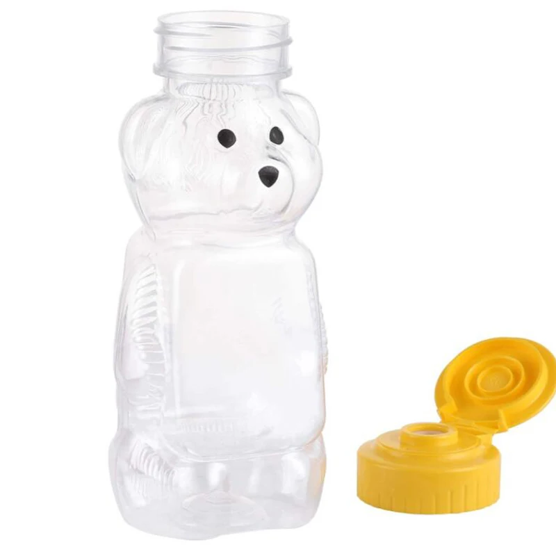 10 Pcs 240ml Plastic Squeeze Condiment Bottles Bear Shape Honey Sauce Mustard Jam Dispenser Honey Bottle Extrusion Bottle