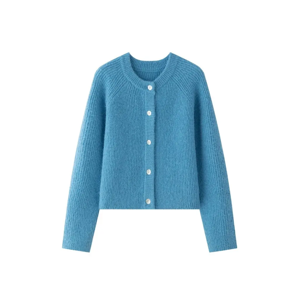 

Женский кардиган с круглым вырезом в корейском стиле, пушистый мягкий теплый шерстяной вязаный топ на осень-зиму, Новое поступление