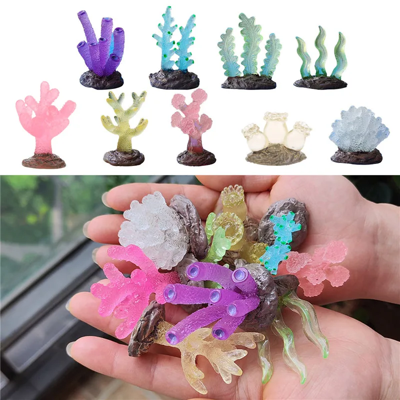 Aquariums Glowing Resin Coral Decoration Fish tank Aquatic Underwater Ornament Landscaping Safety Decor for Fish Shirmps