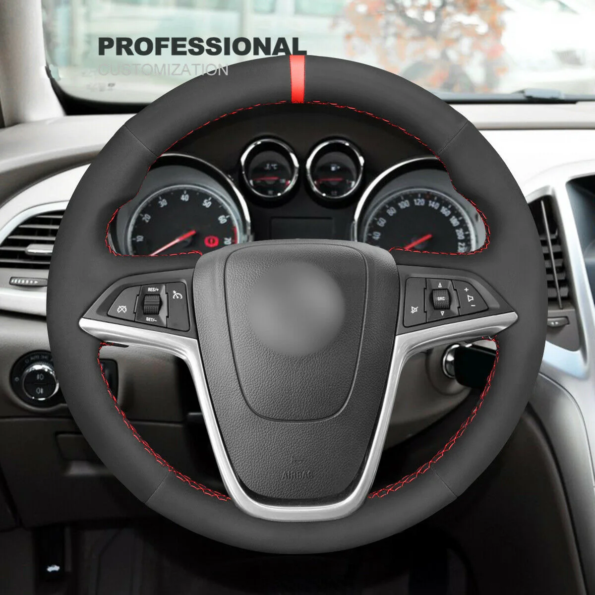 Black Synthetic Suede Car Steering Wheel Cover For Buick Encore Verano Cascada Car Interior Accessories