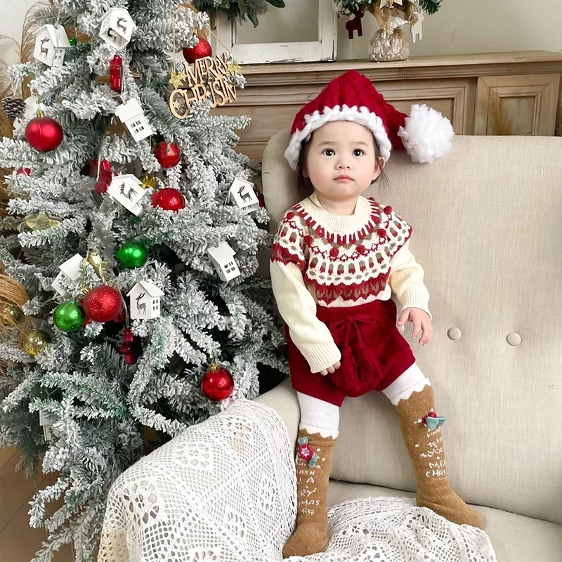 

Winter Baby Boys Christmas Sweater Childrens Jacquard Knitted Sweaters Pullovers Kids Cotton Clothes Toddler Girl Sweaters Tops