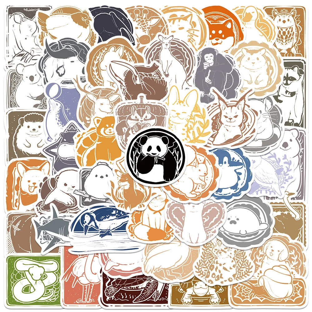 

50pcs Small Animal Postcard Stickers Postmark Decals For Laptop Scrapbook Skateboard Helmet Suitcase DIY Aesthetic Stickers