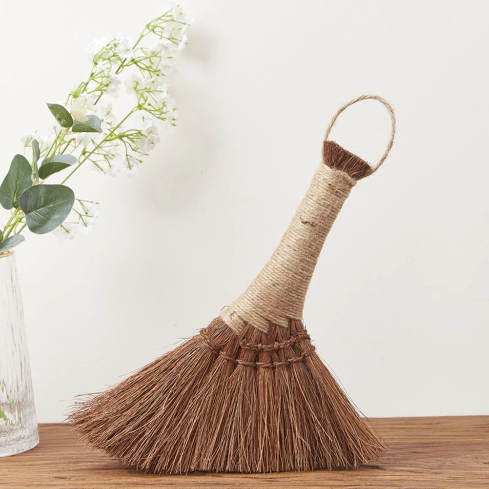 Duster Soft Fur Small Broom Whisk Broomstick Straw Brown Silk Carpet Manual Cleaning