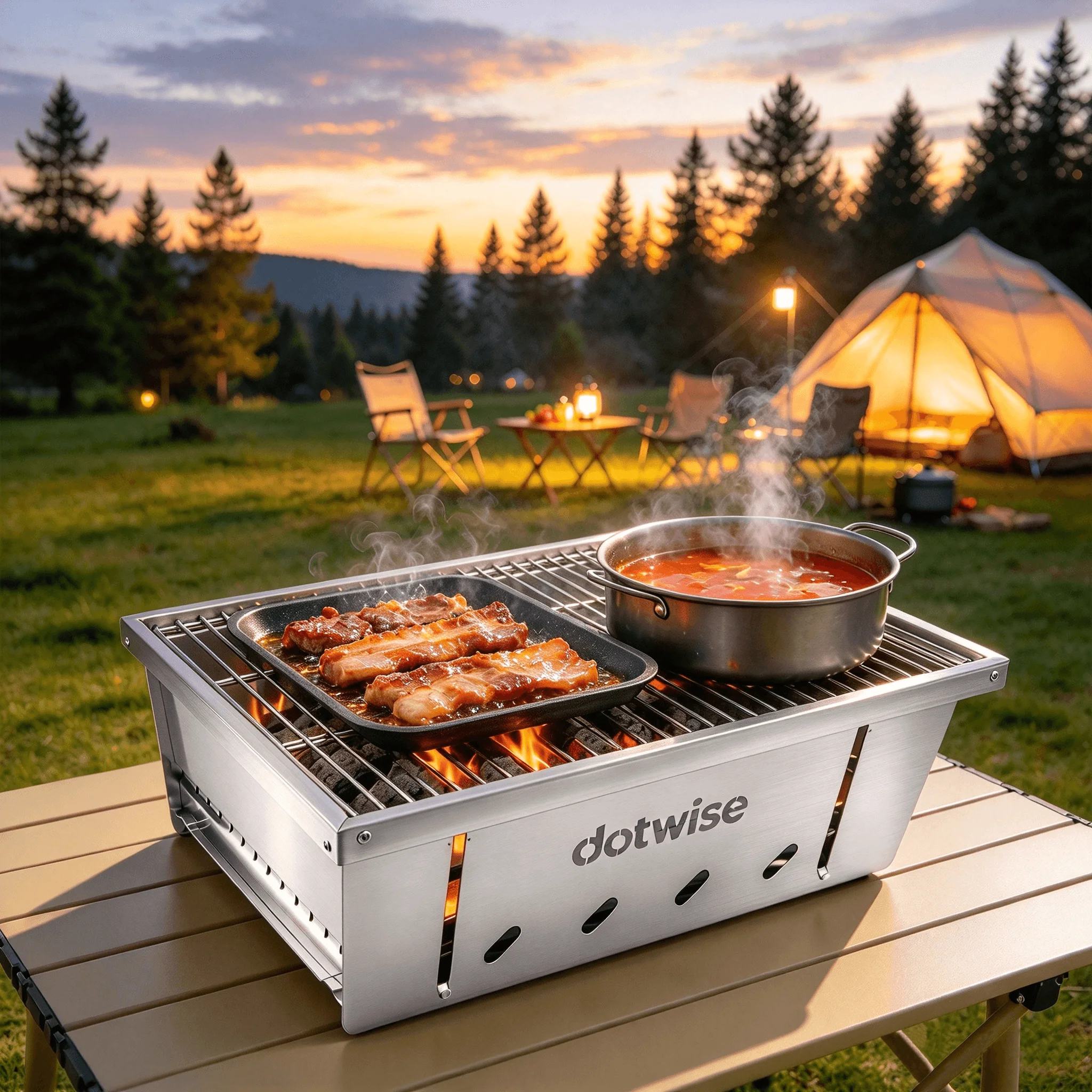 Camping Cooking Table - Dotwise, Pemanggang BBQ Portabel untuk Kegiatan