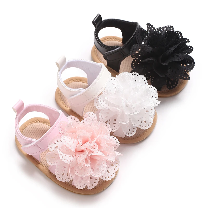 

Infant Baby Girls Beach Sandals Flats and Soft Sole Non-slip Flower Princess Wedding Dress Walking Shoes for Newborn Baby