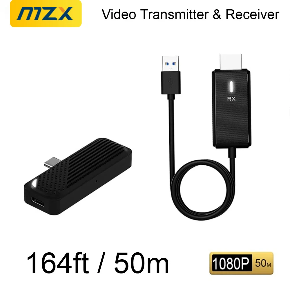 MZX 4K HDMI-compatible USB C Video Transmitter and Receiver Extender Kit Type-C HDMI TV Display Stick Dongle for Projector TV PC