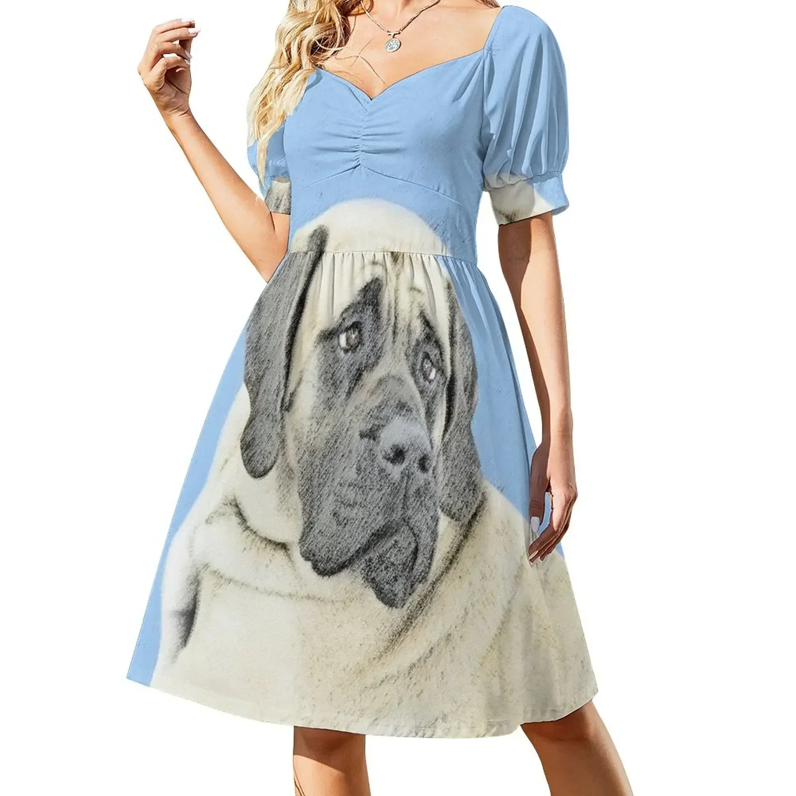 

English Mastiff (Fawn) Short-Sleeved Dress Bridesmaid dress woman women clothing 2025 new arrivals summer women's suit