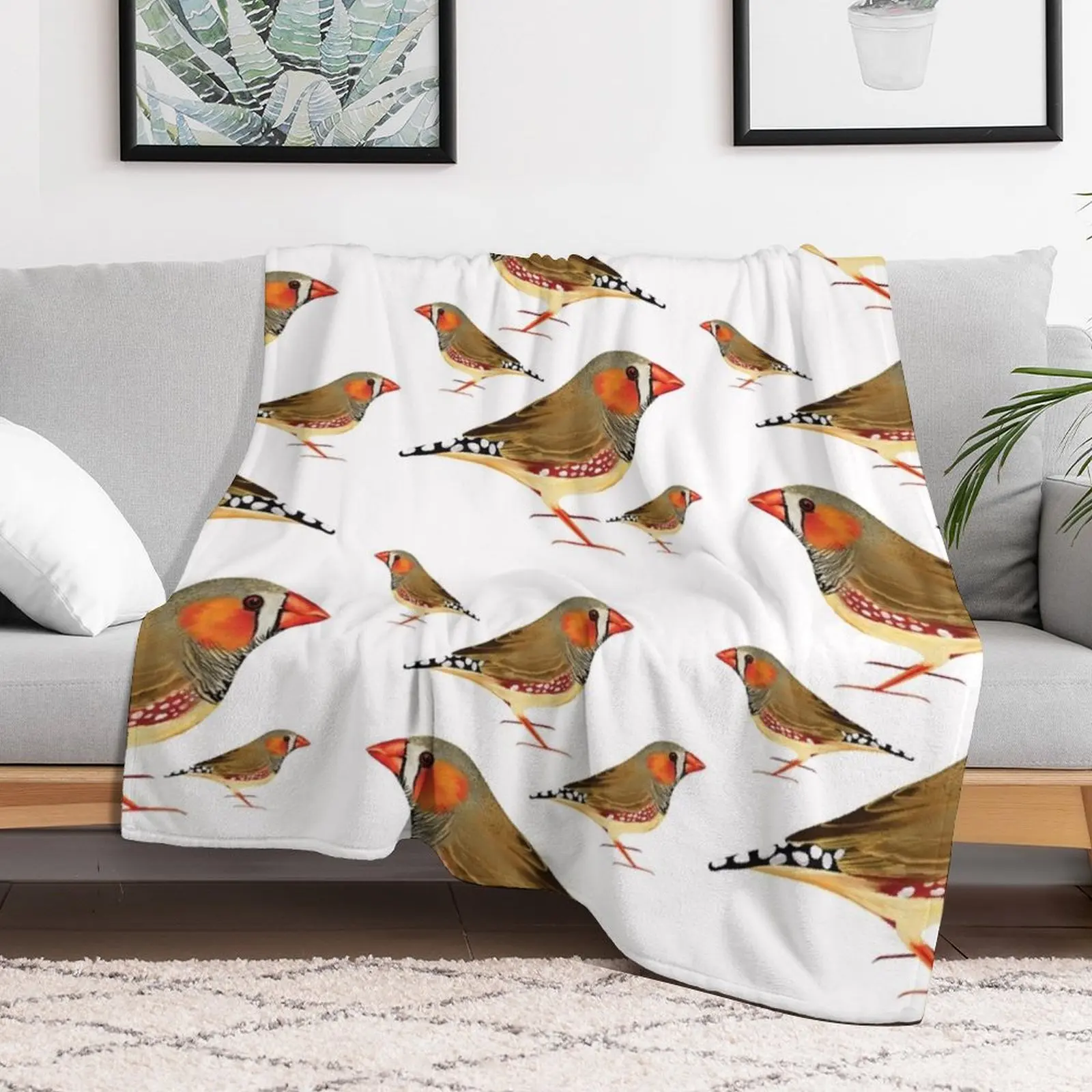 Zebra Finch Throw Blanket Sofa Quilt Soft Plush Plaid Blankets