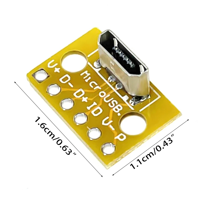 180 graus vertical micro usb fêmea para a cabeça um conector porta soquete pcb conversor acessórios soldagem & solda prop