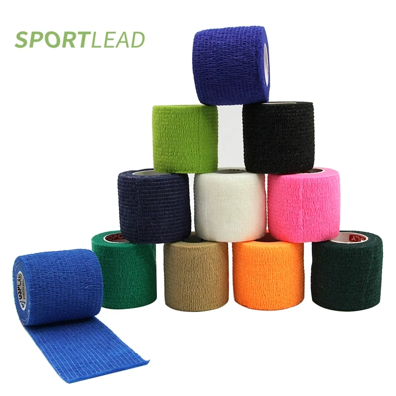 

6rolls/Lot Self-adhesive Black Bandage Cohesive Tape 5cm Elastic Gym Sports Support Non-Woven for Knee Ankle Wrist Protect