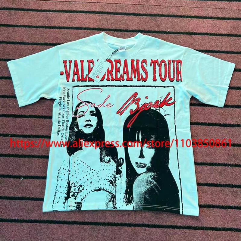 

Summer Trend VALLEY T-shirt High Street Hip-hop Letter Logo Print Short Sleeves Casual Loose Round-neck VALE T-shirts
