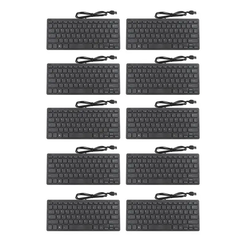 

Изысканная проводная клавиатура Exquisite-10X, ультратонкая, бесшумная, маленькая, 78 клавиш, мини-мультимедийная USB-клавиатура для ноутбука и ПК