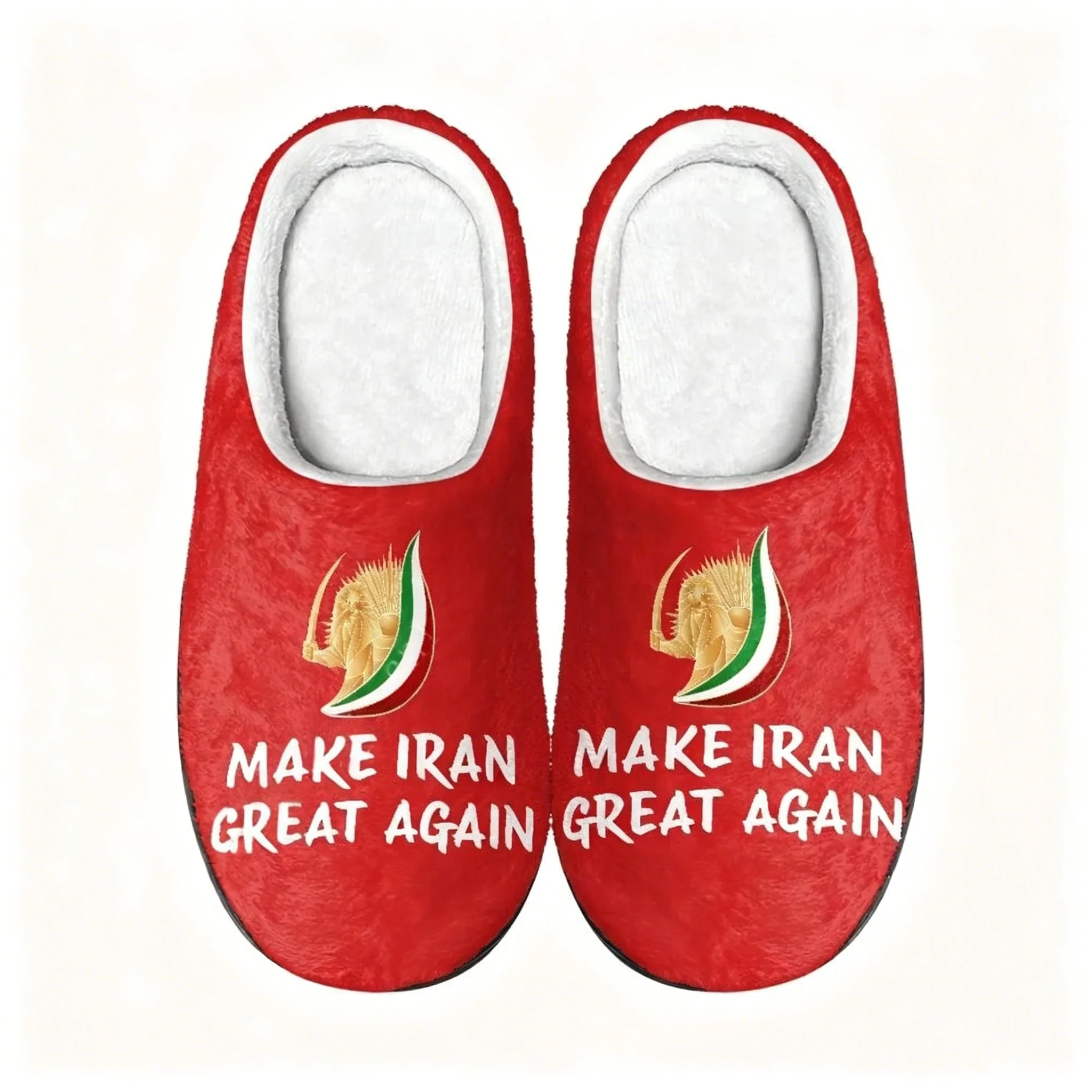 

MAKE IRAN GREAT AGAIN Home Cotton Slippers Mens Womens Teenager Plush Bedroom Keep Warm Shoes Custom Slipper
