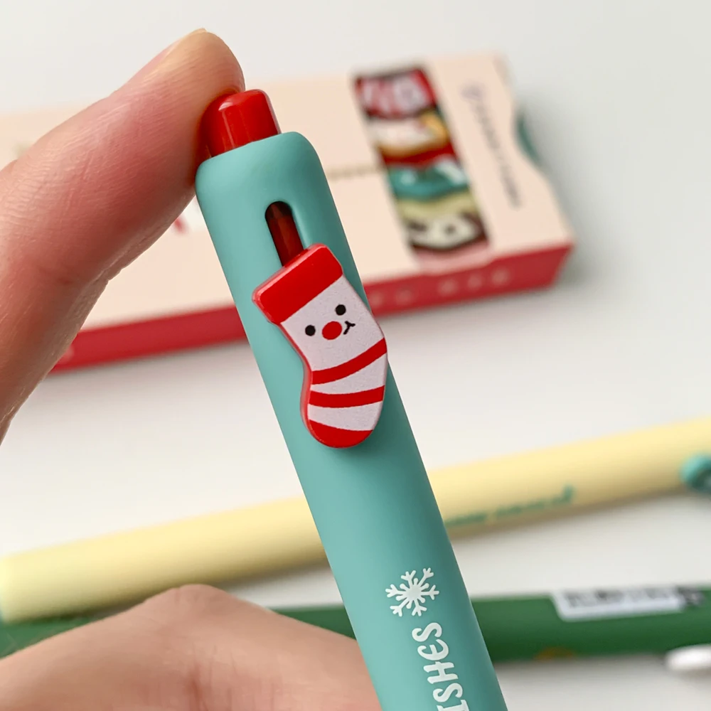 4 قطعة/المجموعة الإبداعية عيد الميلاد هلام القلم جماليات عالية 0.5 مللي متر الأسود عيد ميلاد سعيد حبر قلم للرجال للمدرسة طالب اللوازم المكتبية
