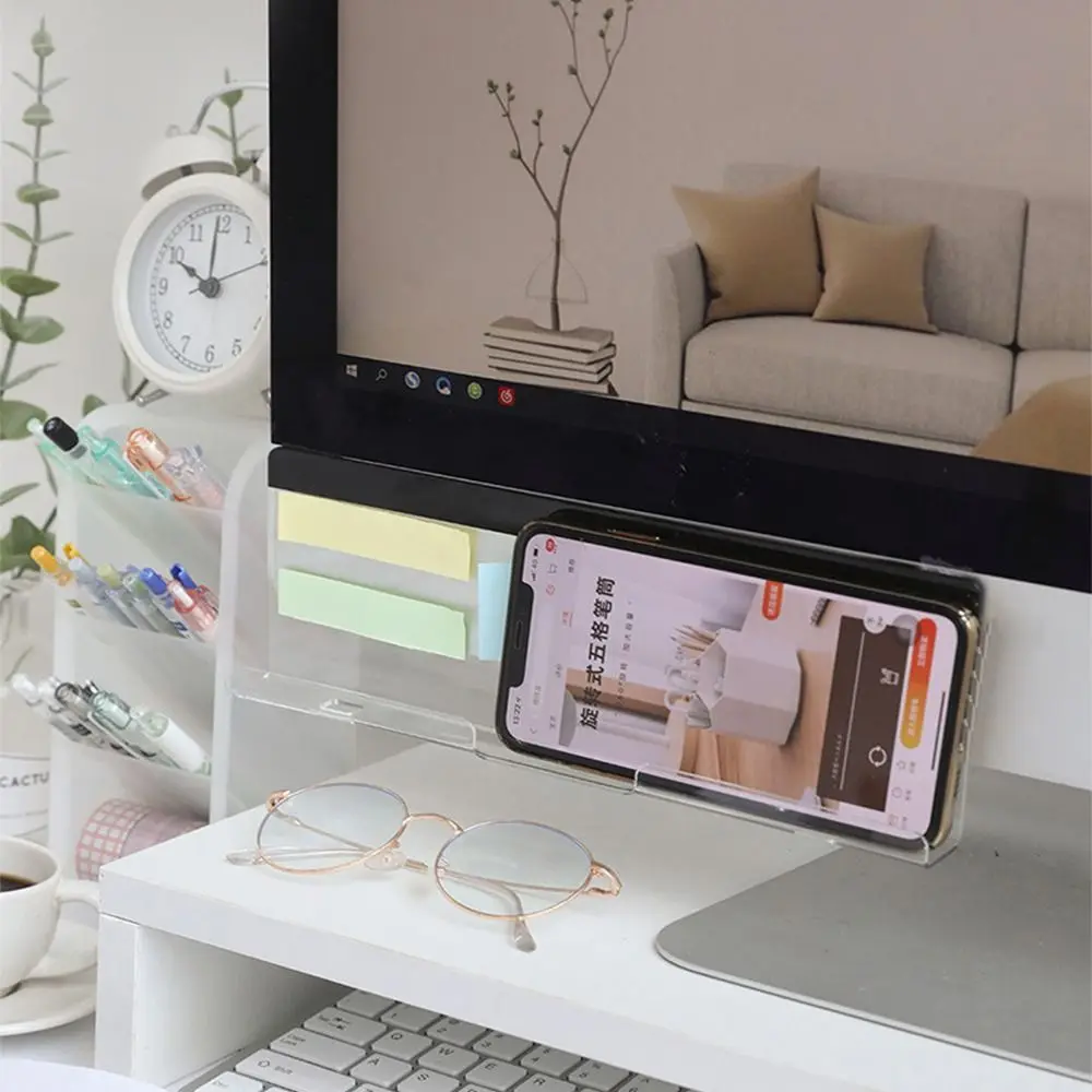 Desktop Storage Monitor Message Memo Board Desk Organizer Transparent Message Board Acrylic Multifunctional Notes Board