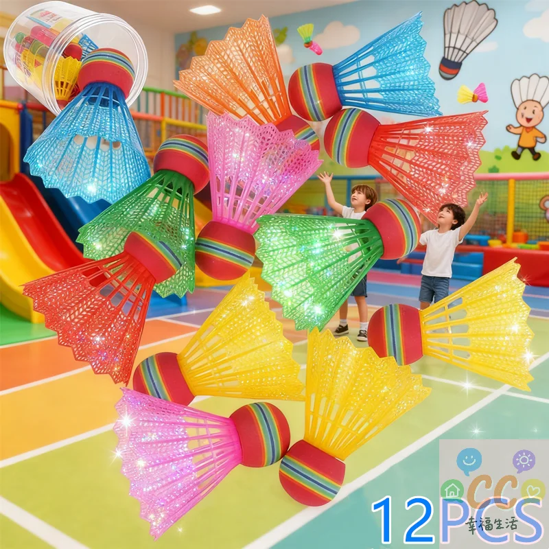 

2026 NEW Rainbow Training Badminton 12 PCS, EVA Head & Nylon for Sport Game, Colorful Shuttlecocks with Professional Performance
