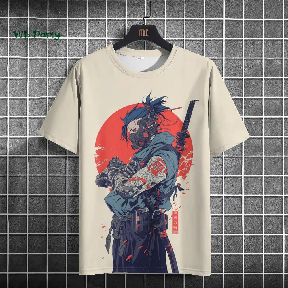 Japanese Men's T-Shirt 3D Cyber Mechanical Pattern Short Sleeve T-Shirt Oversized Harajuku Top Summer Men's Street Casual Tshirt image 4