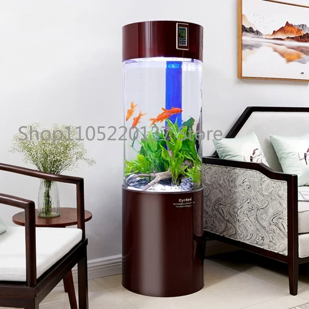 Aquarium Middelgroot aquarium Cilindrisch transparant acryl Intelligente besturing Aquarium met standaard Vissenkom Aquariumtank