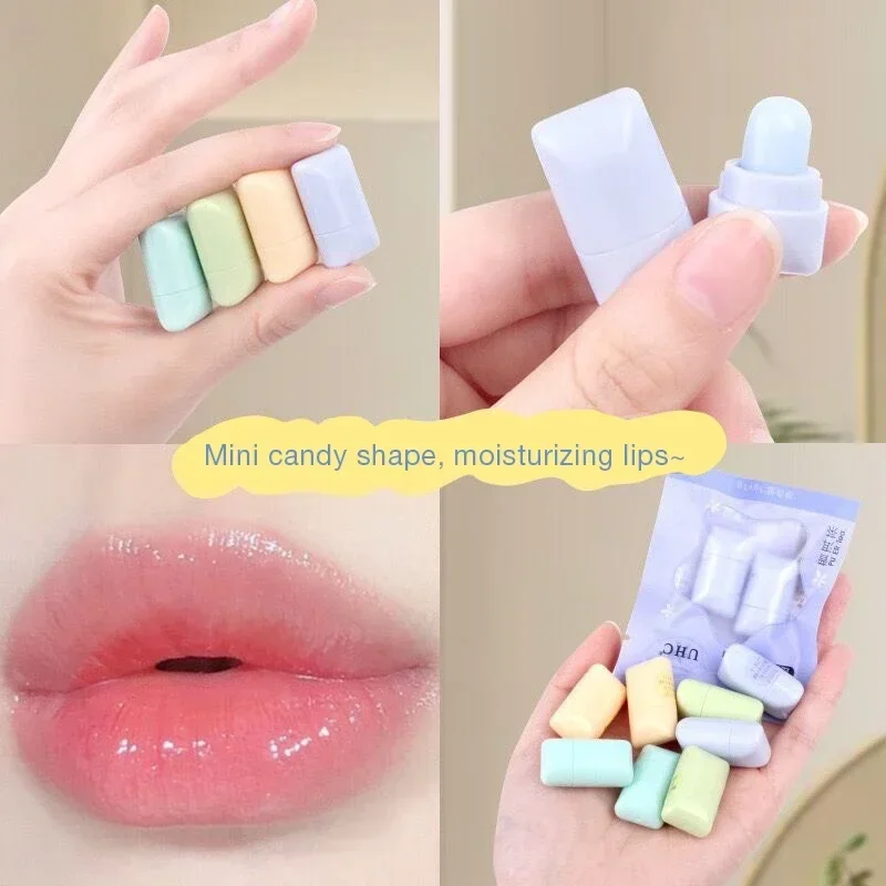 Cute Mini Fresh Tea Lip Balm Lip Oil Moisturizing Transparent Lipstick Base Hydrating Long-Lasting Anti-Drying Moisturizing Lip