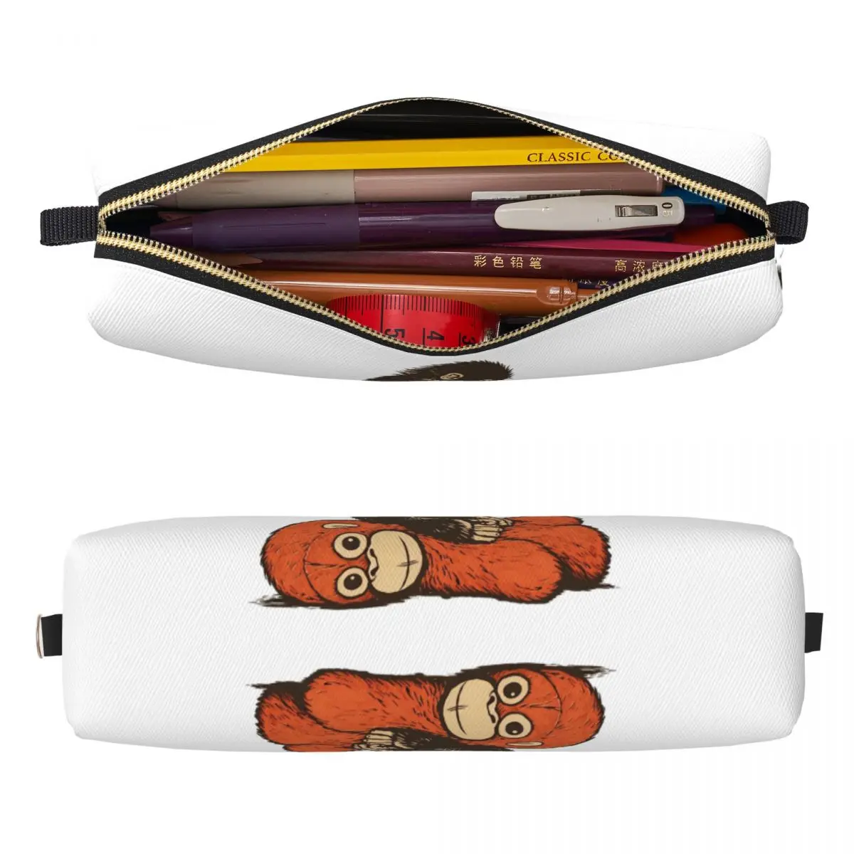Kawaii Punch Baby Monkey Pencil Cases Pencil Box Pen Holder Kids Large Storage Bag Students School Zipper Stationery