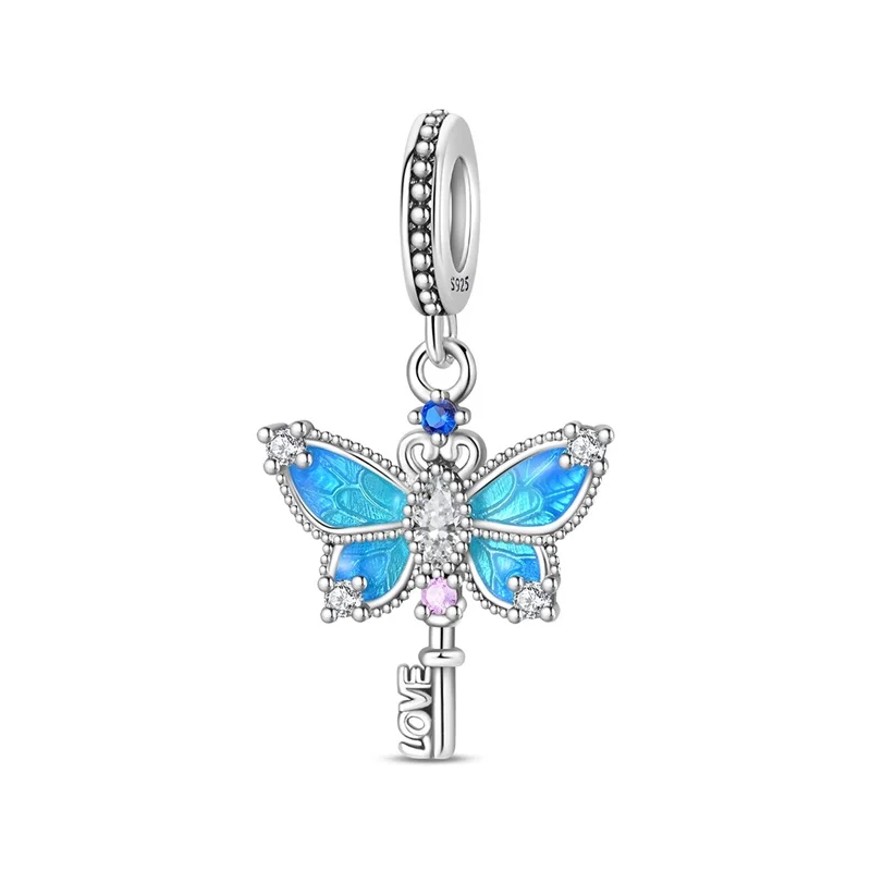 

Подвески-шармы из стерлингового серебра 925 пробы «Волшебный ключ» с сияющими фианитами, подходят для оригинальных браслетов, для самостоятельного изготовления украшений, подарки для женщин