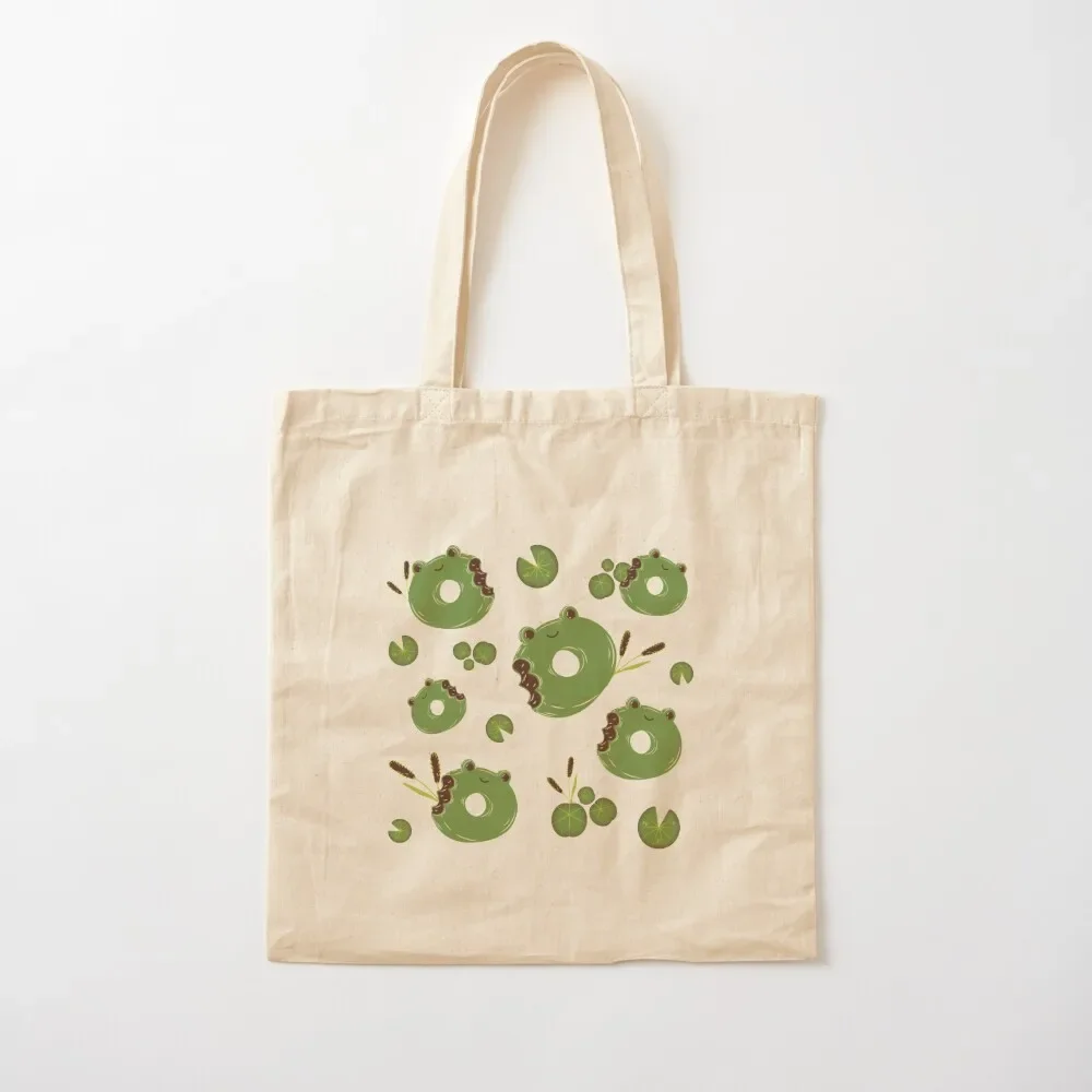 Froggy donuts and lily pads Tote Bag reusable grocery bags Women's shopping bag