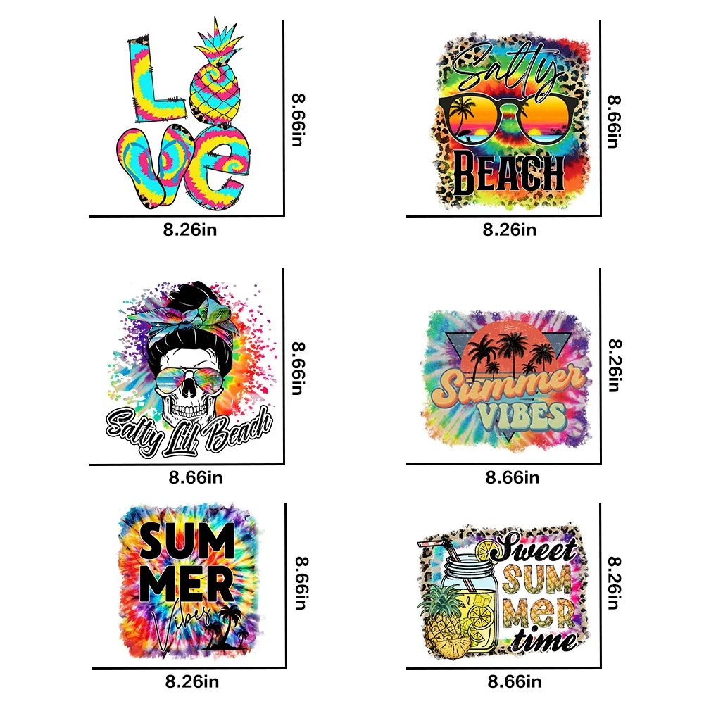 Beach slippers holiday hot stamping DTF Thermo Sticker Decals Heat Transfer Clothes Clothing Crafts Ironing Diy Accessory