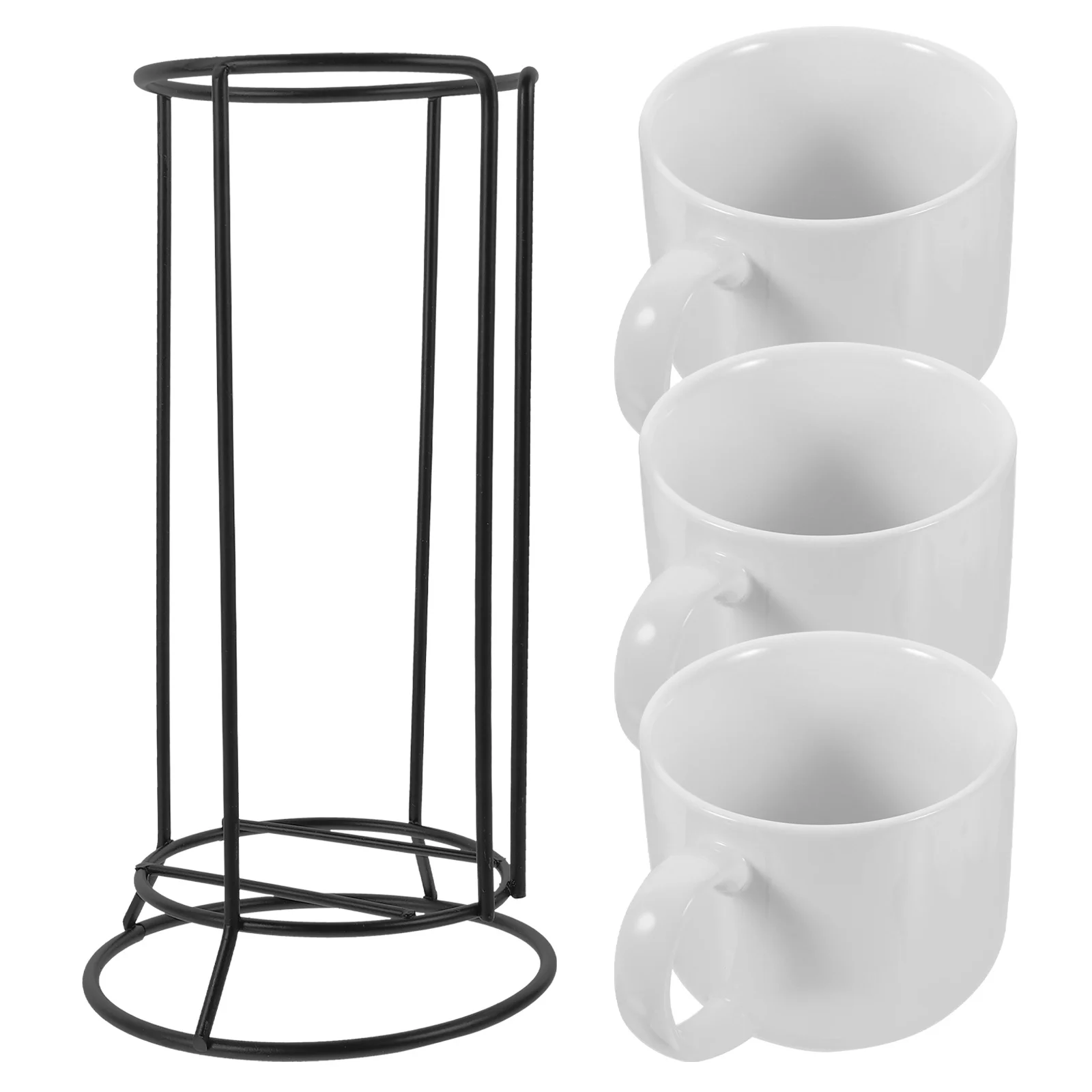 

1 Set Of Ceramic Mug With Stand Set Sturdy Non-Crack Smooth Edge Coffee Tea Cup For Office Home Bakery Kitchen Bar Supplies