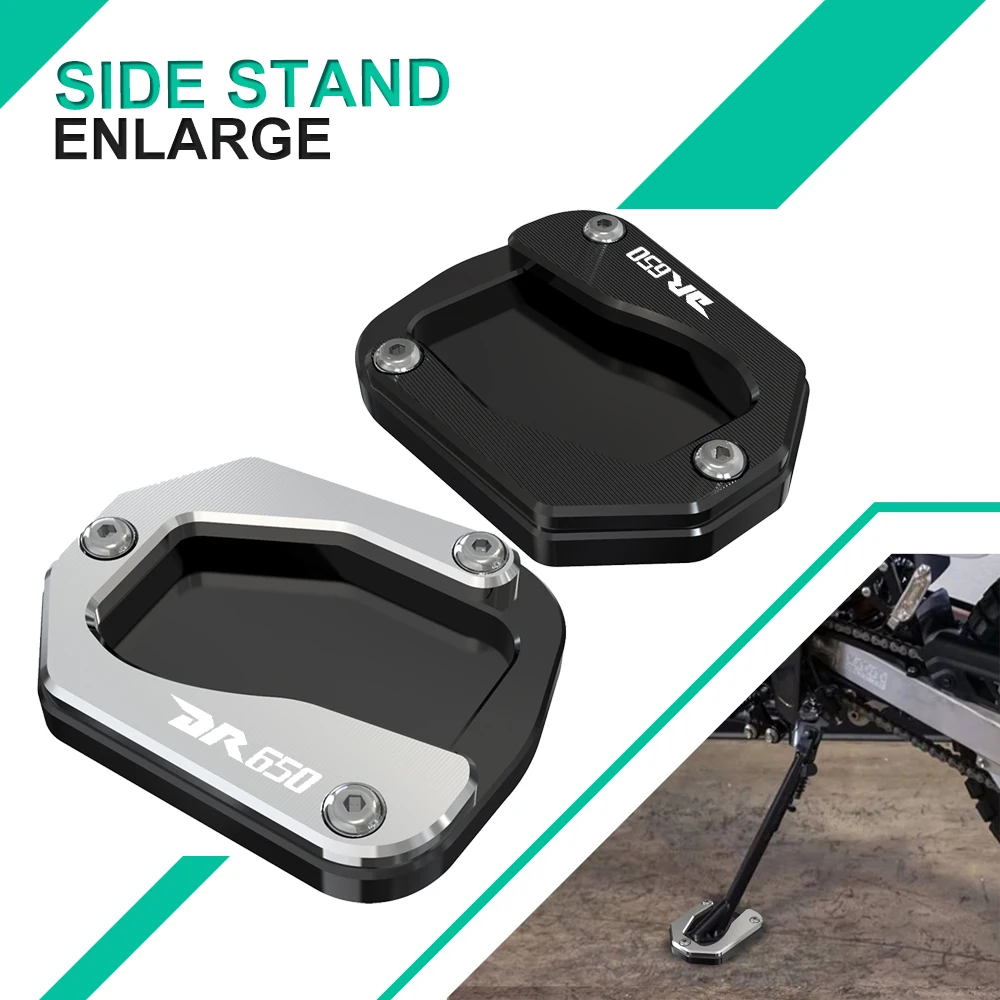 Motorcycle CNC Foot Side Stand Pad Plate Kickstand Enlarger Support Extension For SUZUKI DR650S/SE DR650 DR650SE/SEM 1996-2023