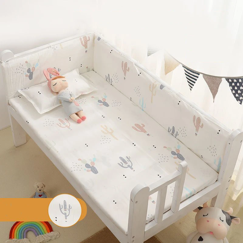 Thicken Cotton One-piece Baby Bed Bumper Four Seasons Universal Children Breathable Bed Bumpers Boys Girls Cartoon Bed Bumper