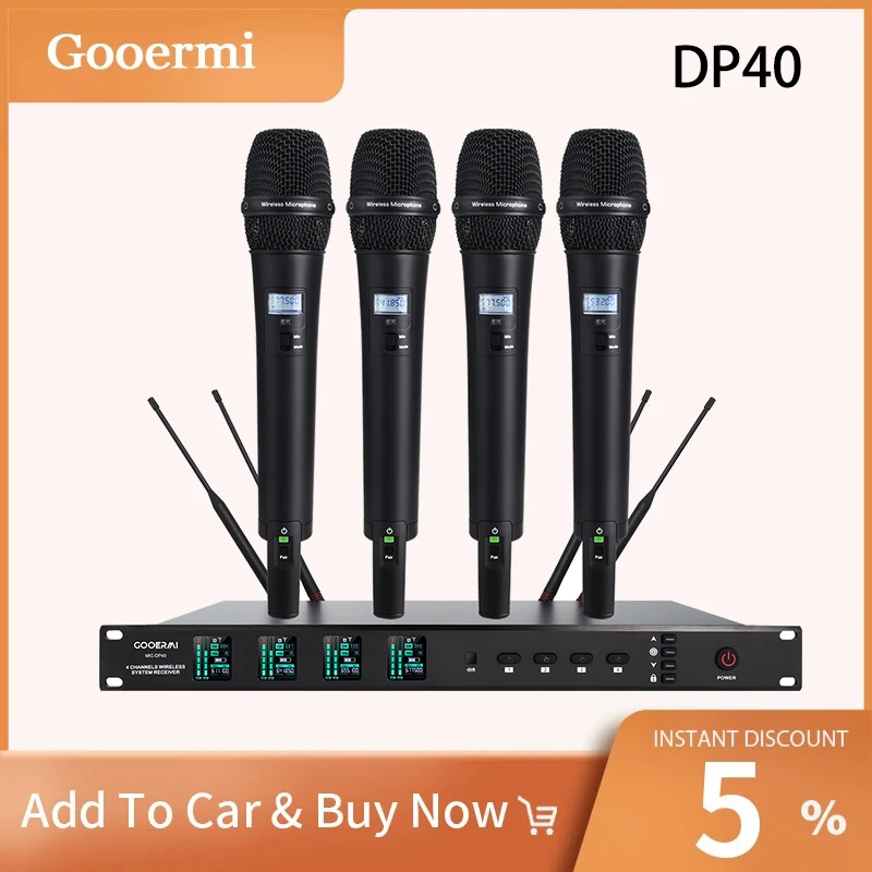 

Профессиональная беспроводная микрофонная система Gooermi DP40 серии, 4 канала, True Diversity, 600-690 МГц, для сцены и церкви