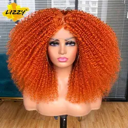 Lizzy Curly Wig Front Lace Wig Afro Kinky Curly Wig Synthetic Short Bob Wavy Wig Everyday Wear Wig Cosplay Wig