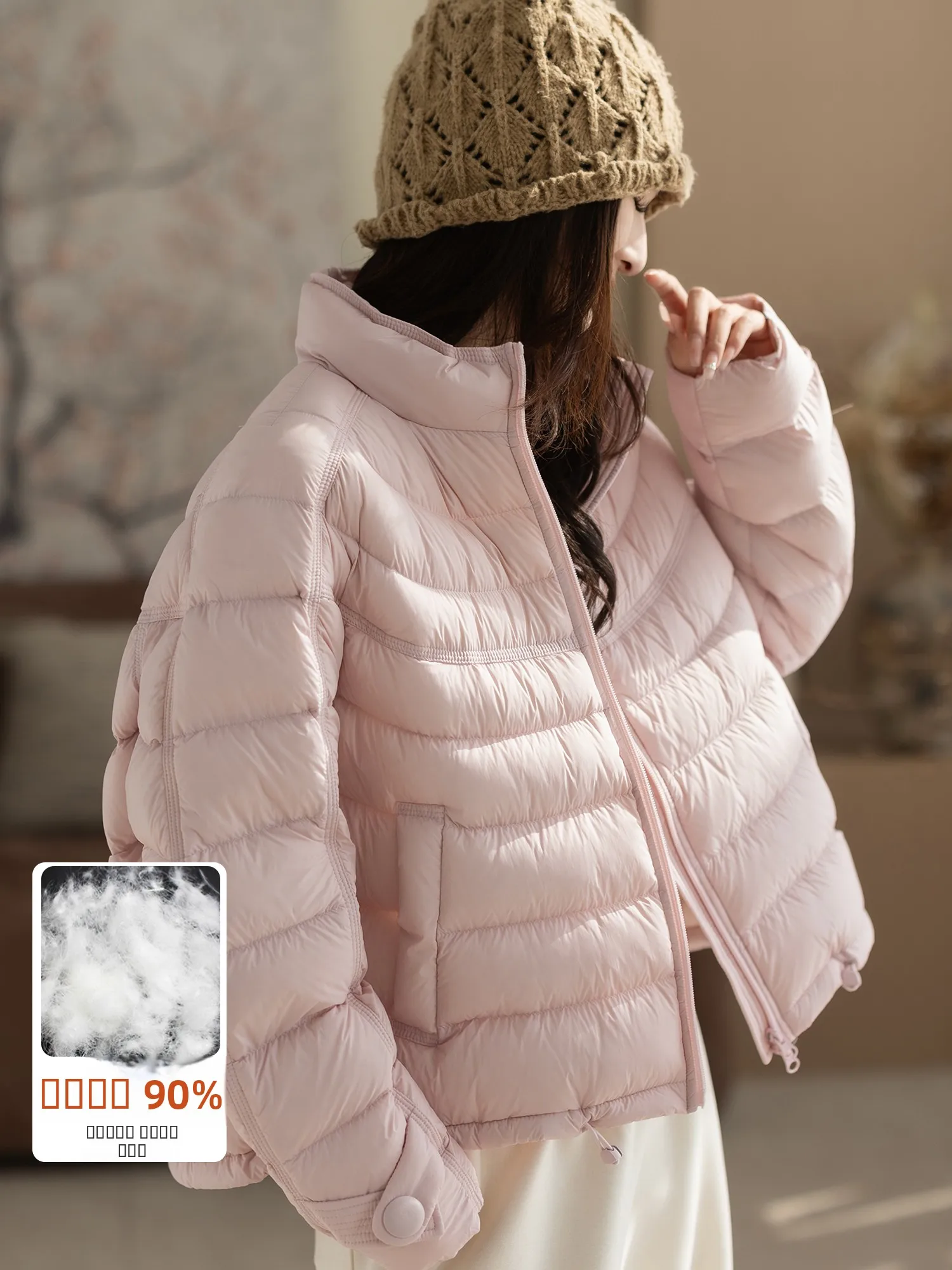 

Kyu Women's Casual Faion Winter Coat Du down Warm Pure Color Top Korean Sle Loose Fit Nylon Fabric Long Sve Zipper