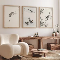 Japanese Style Bird Minimalist Black and White Swallow Posters and Prints Canvas Printing Wall Art Picture for Living Room Decor