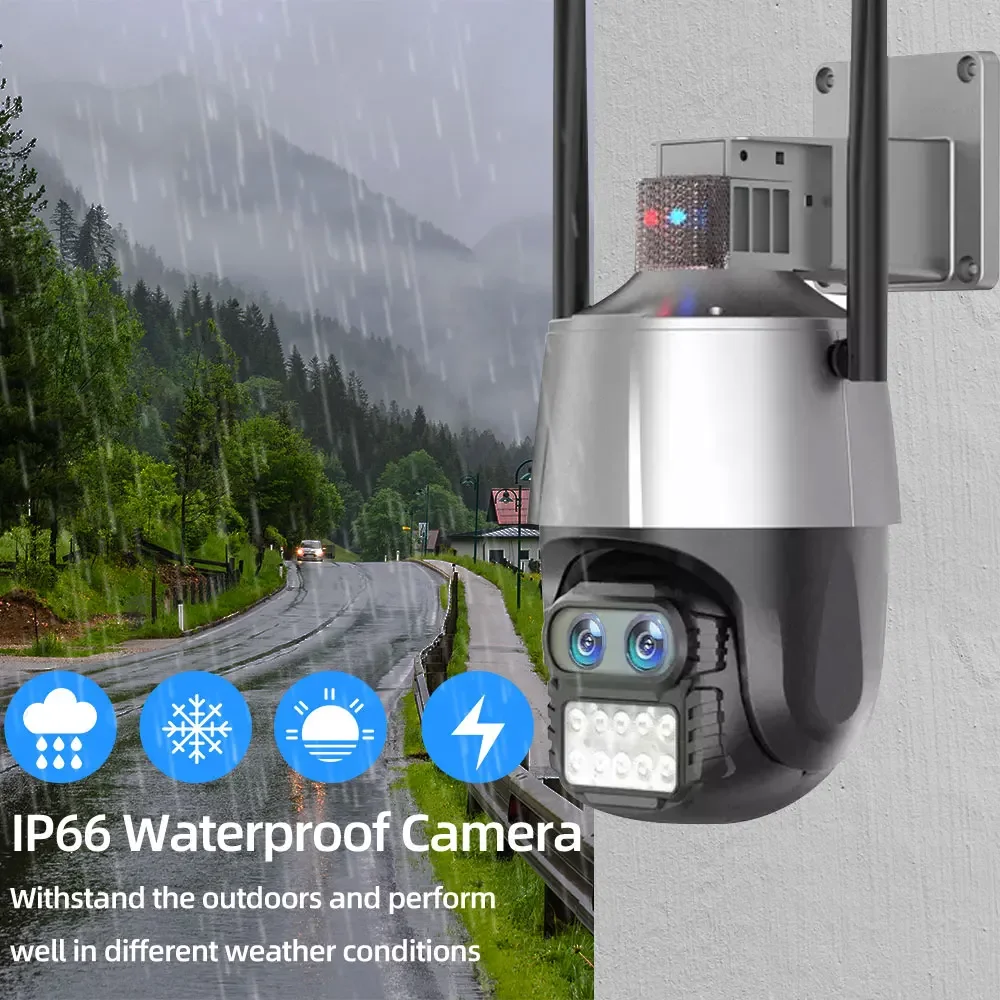 8MP WiFi IP Camera 8X Zoom 4K Dual Lens Security Camera Outdoor Auto Tracking Siren Alarm Video Surveillance P2P ICsee CCTV PTZ