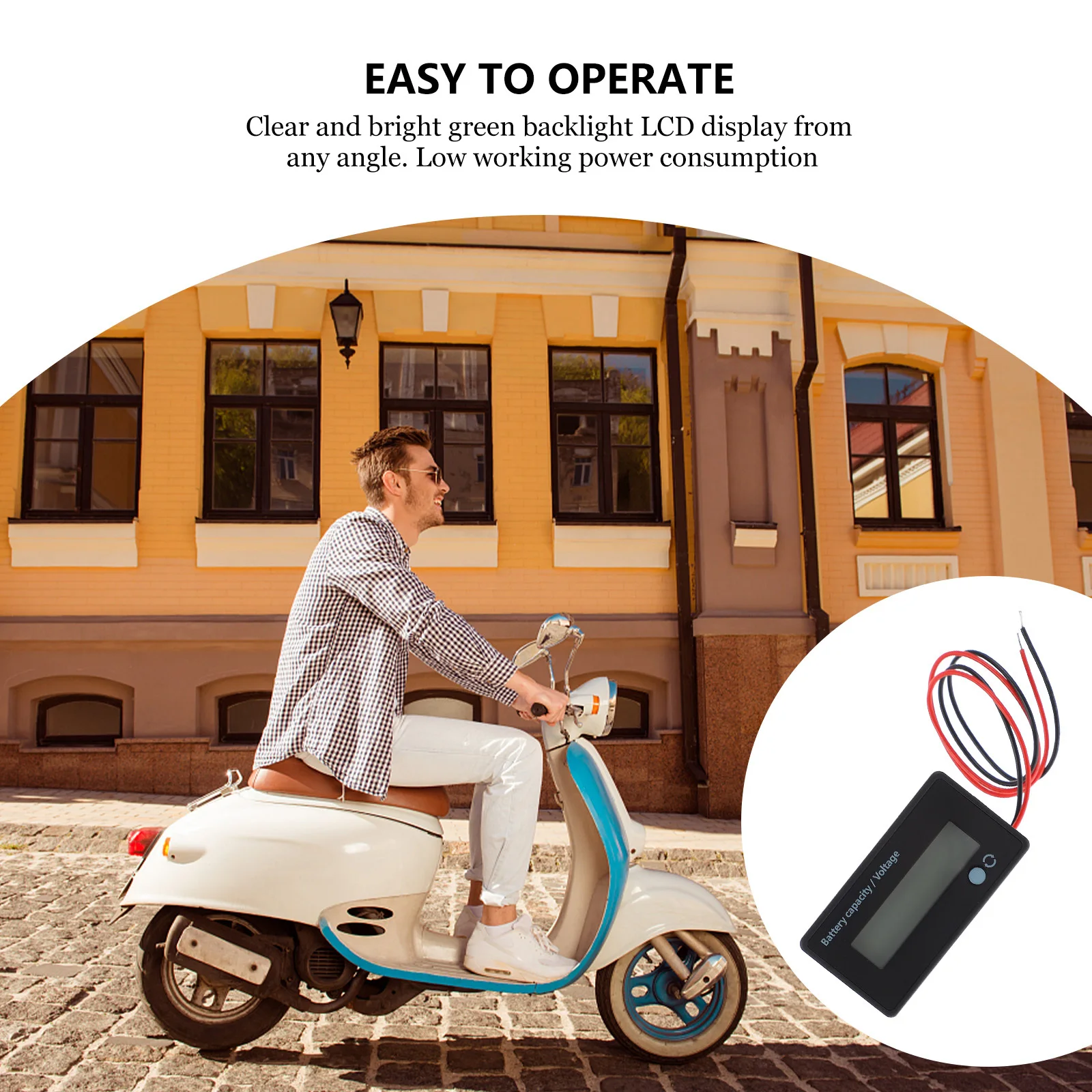 

2Pcs LCD Tester Sturdy Voltage Monitor for Electromobile and Vehicle Capacity Gauge Low Power Consumption Bright