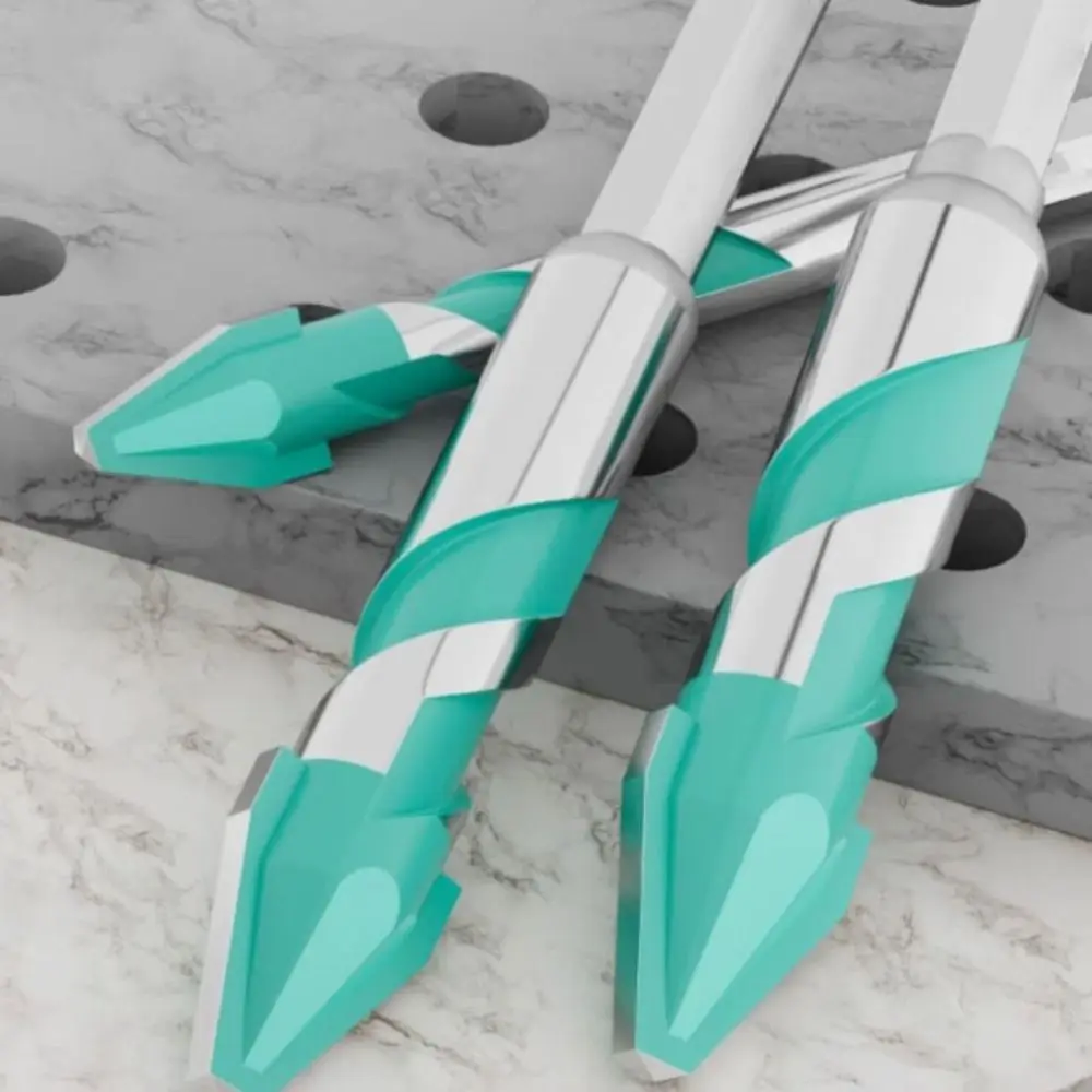 Ultra-High Hardness Sawtooth Drill Bit Serrated Skewed Head Four-Edged Tile Drill Bit 6mm to 12mm Sizes Hexagonal Shank