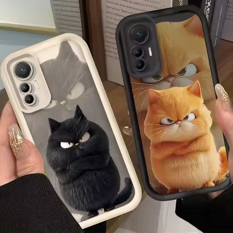 Lovely Black Orange Cat Case for Xiaomi 11T 13T 12T 14T 13 12 11 Lite 5G NE POCO X6 X5 F6 F5 F3 X4 GT X3 NFC M5S M6 Pro 4G Cover