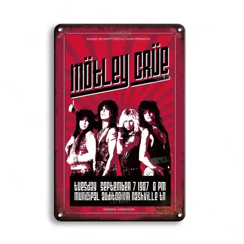 خمر الكلاسيكية روك باند الفن المعادن المشارك تين تسجيل الموسيقى بار حانة نادي ريترو رجل كهف ورشة غرفة المعيشة اللوحات الزخرفية #6