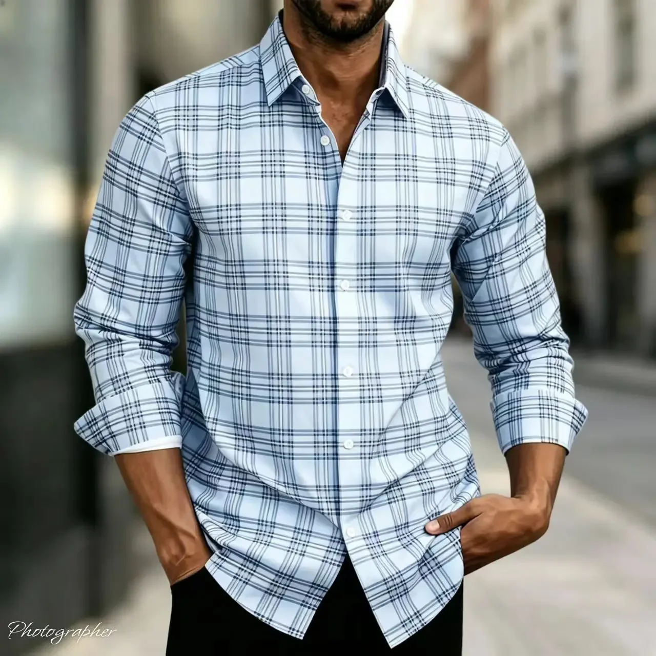 Hot Sale Premium Men's Long Sleeved Checkered Shirt Breathable Comfortable Formal Fashionable Plus Size For 2026