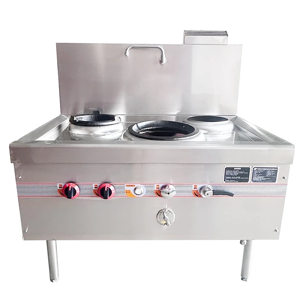 Luxury Design Single Tail Natural Gas Stove Double Temperature Induction Stir-Fry Commercial Cooking Equipment Stainless Steel
