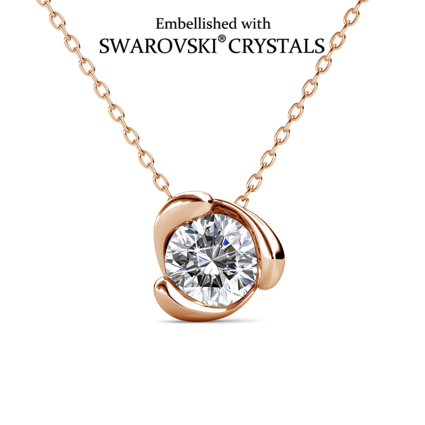 

Колье-солитер с круглым кристаллом Swarovski, медное, с покрытием из розового золота, женское украшение, изящное, элегантное, минималистичное