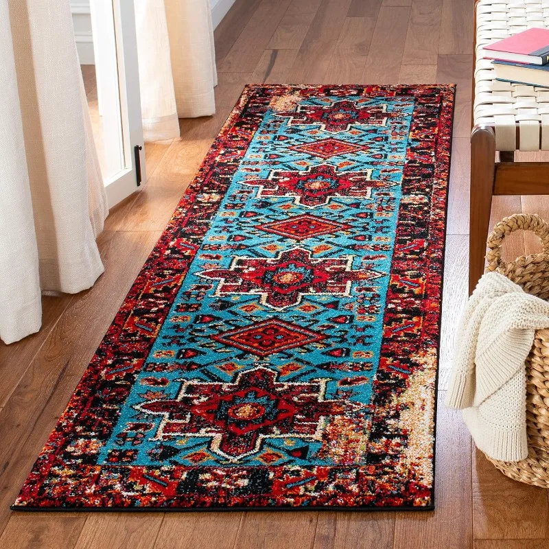 Bohemia Runner Rug Vintage Collection Persian Design Geometry Print Long Carpet for Living Room Bedroom Hallway Non-Slip Carpet