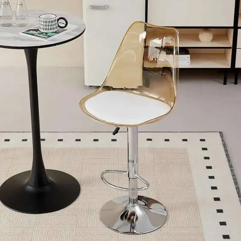 Sedia da bar in acrilico Sgabello alto per la casa Sedia elevabile con schienale telescopico trasparente Reception Cassiere Sgabello da bar Mobili