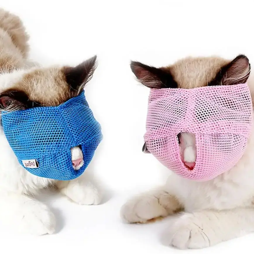 

TONG Pet Cats Anti Bite Muzzles Breathable Mesh Cat Travel Tool Bath Beauty Grooming Supplies Pet Cat Grooming Muzzles Mask